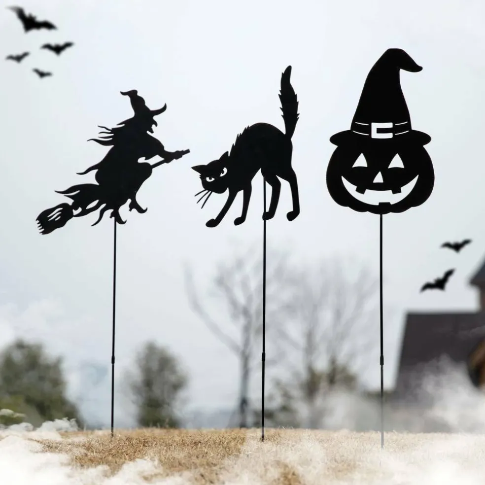 Glitzhome® 36" Halloween Metal Silhouette Yard Stake Or Hanging Décor Set