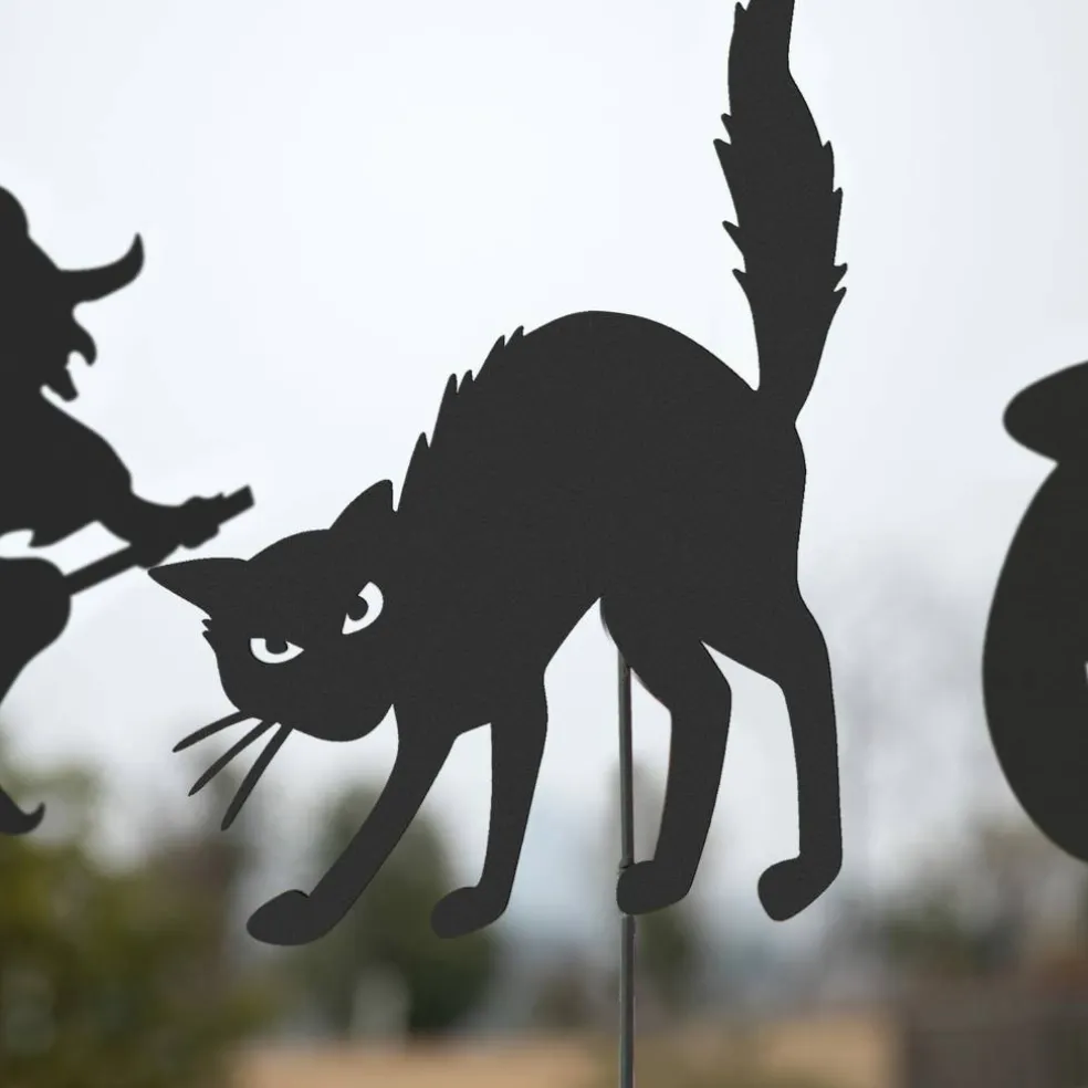 Glitzhome® 36" Halloween Metal Silhouette Yard Stake Or Hanging Décor Set