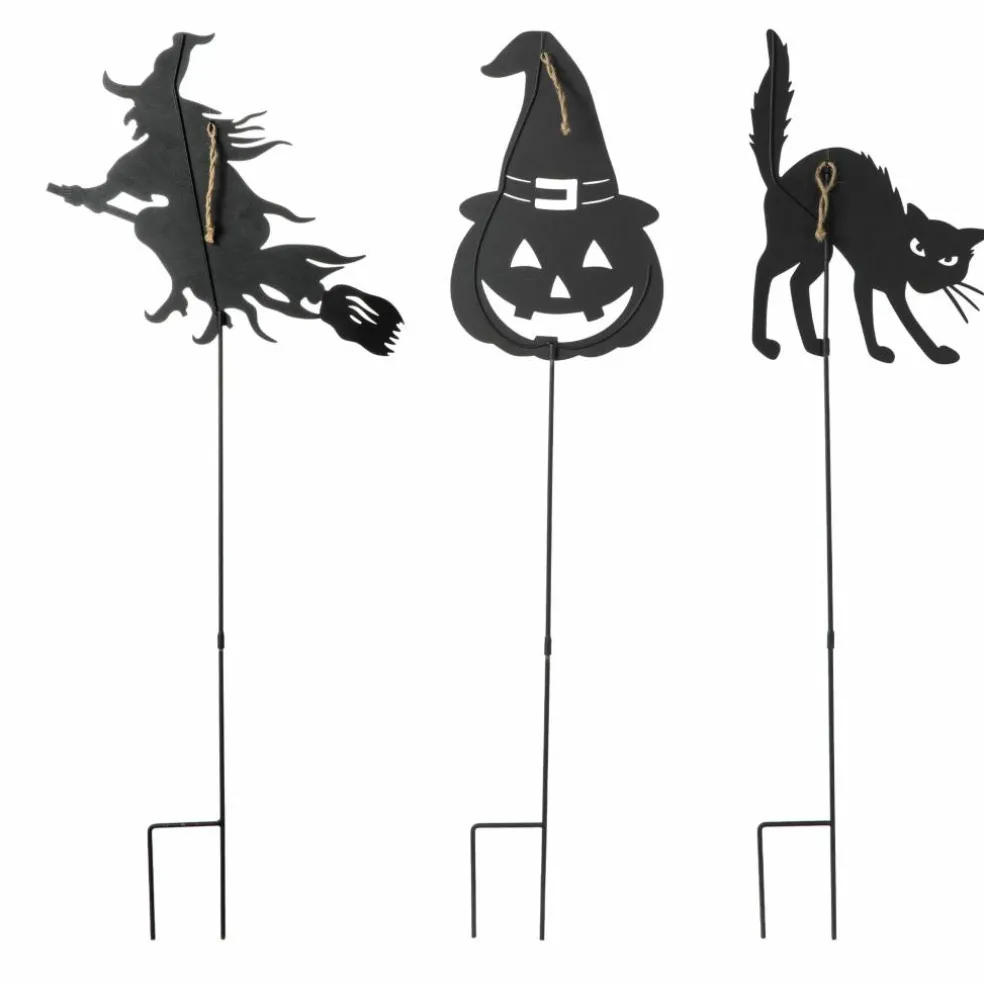 Glitzhome® 36" Halloween Metal Silhouette Yard Stake Or Hanging Décor Set