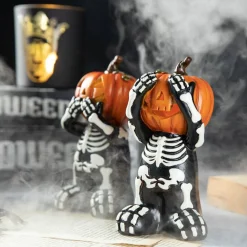 Glitzhome® 5.75" Halloween Skeleton Pumpkin Table Décor Set
