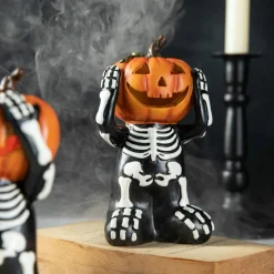 Glitzhome® 5.75" Halloween Skeleton Pumpkin Table Décor Set