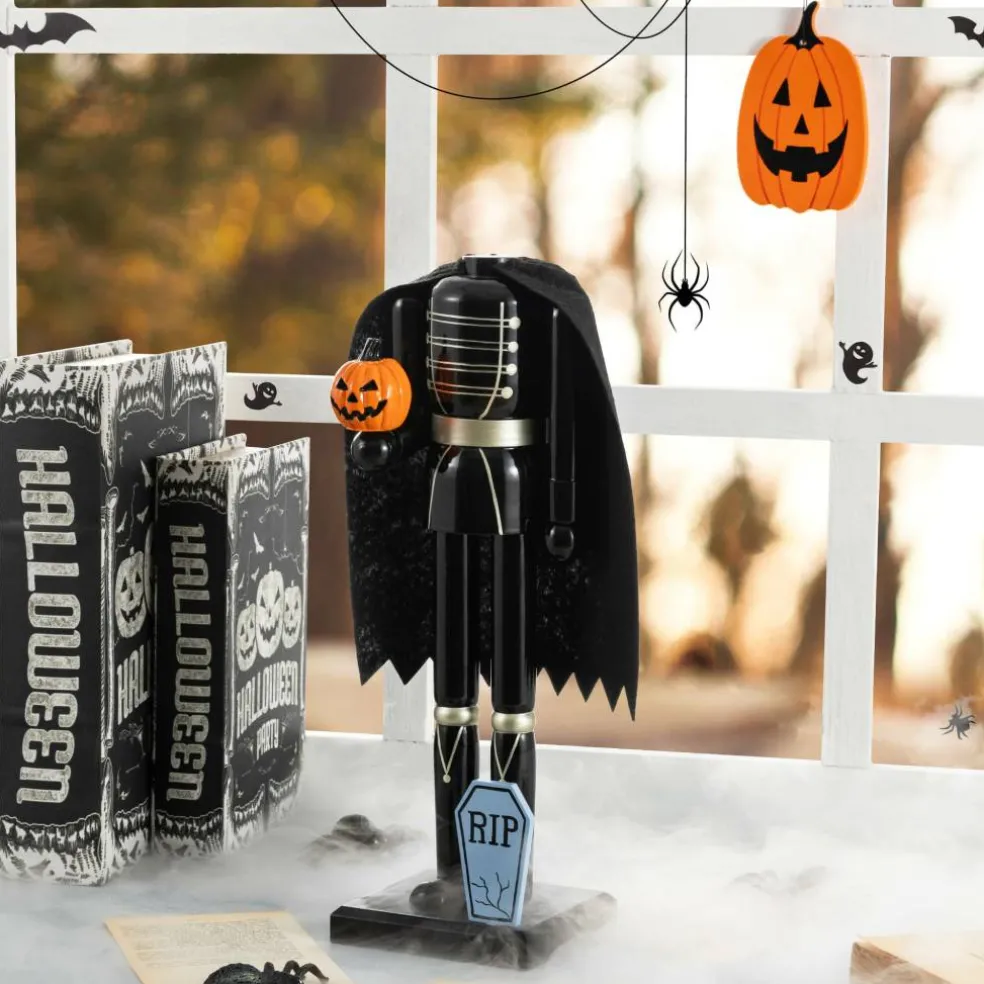 Glitzhome® 14.5" Halloween Wood Headless Horseman with Ornament Nutcracker
