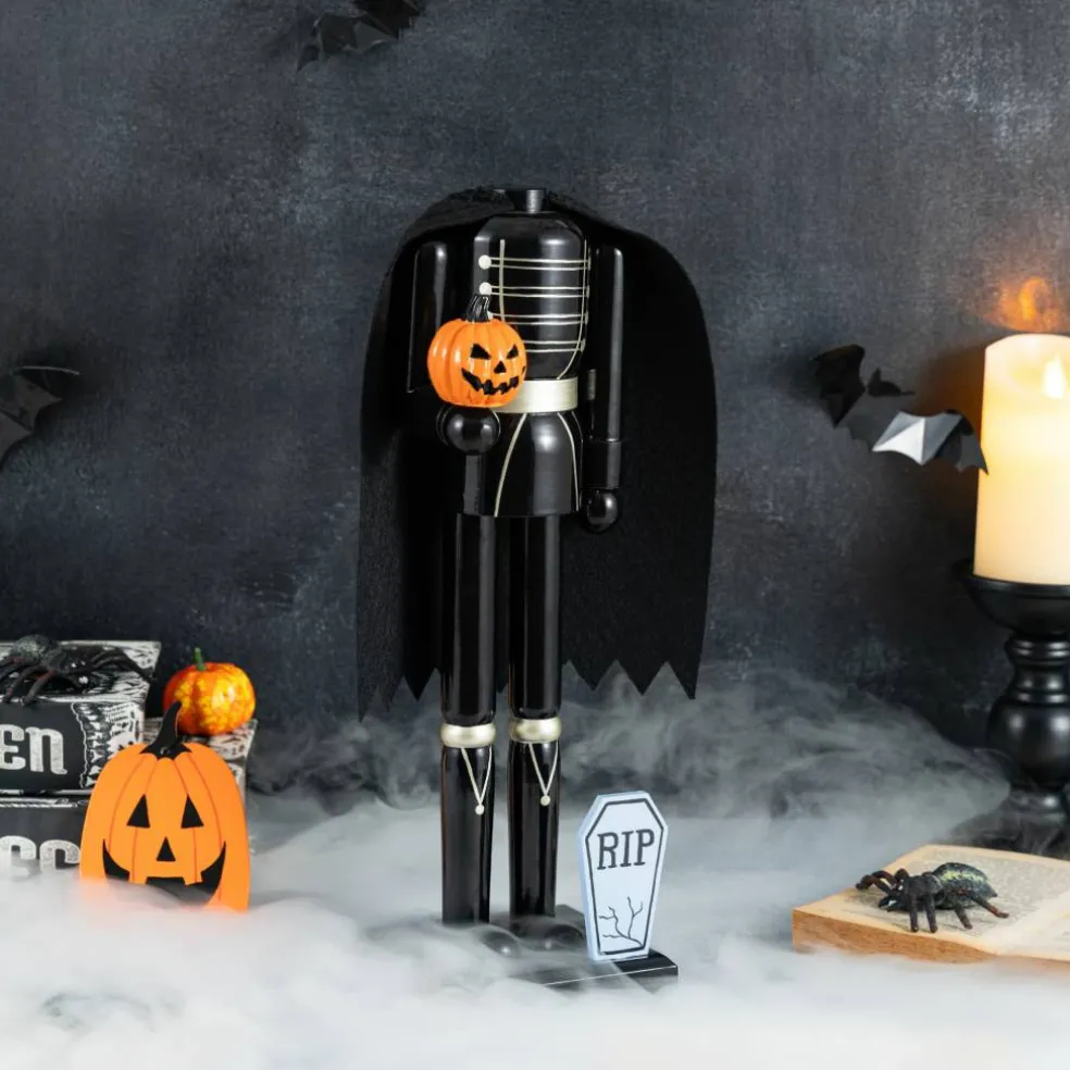 Glitzhome® 14.5" Halloween Wood Headless Horseman with Ornament Nutcracker