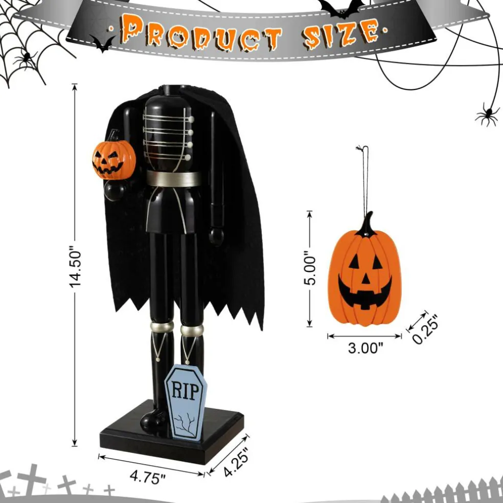Glitzhome® 14.5" Halloween Wood Headless Horseman with Ornament Nutcracker