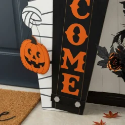 Glitzhome® Halloween Wood Mummy and Welcome Coffin Porch Decor Set