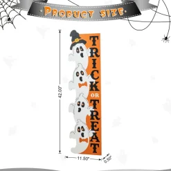 Glitzhome® 42"H Lighted Halloween Wooden Stacked Ghost Porch Sign with Timer