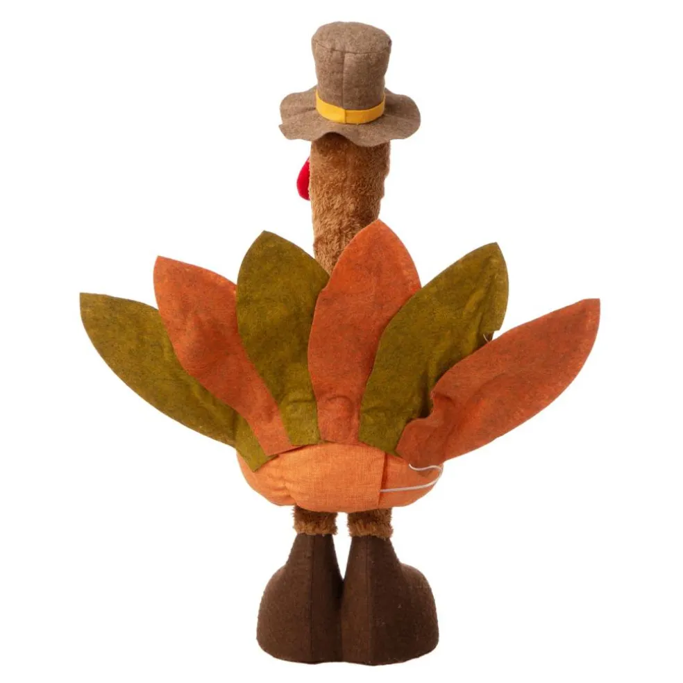 Glitzhome® Lighted Fabric Turkey Standing Décor with Telescoping Legs & Timer