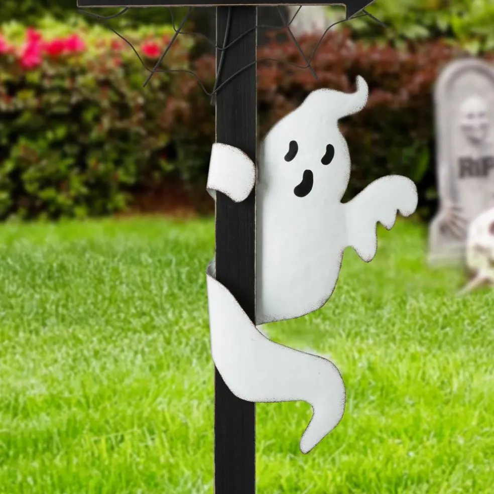 Glitzhome® 42" Lighted Halloween Haunted House Yard Stake with Timer
