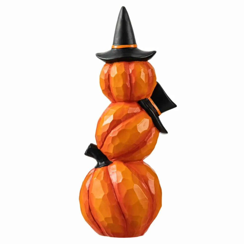 Glitzhome® 14" Lighted Halloween Stacked Resin Pumpkin Table Décor