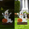 Glitzhome® 32" Lighted Metal Halloween Ghost Yard Stake with Timer