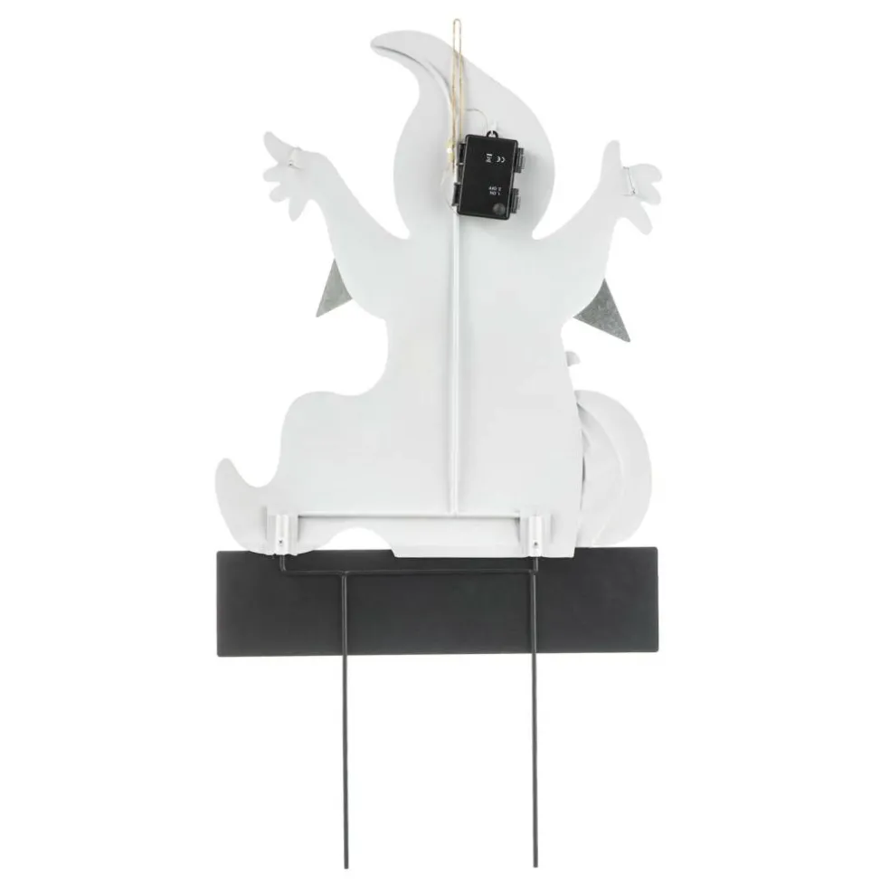 Glitzhome® 32" Lighted Metal Halloween Ghost Yard Stake with Timer
