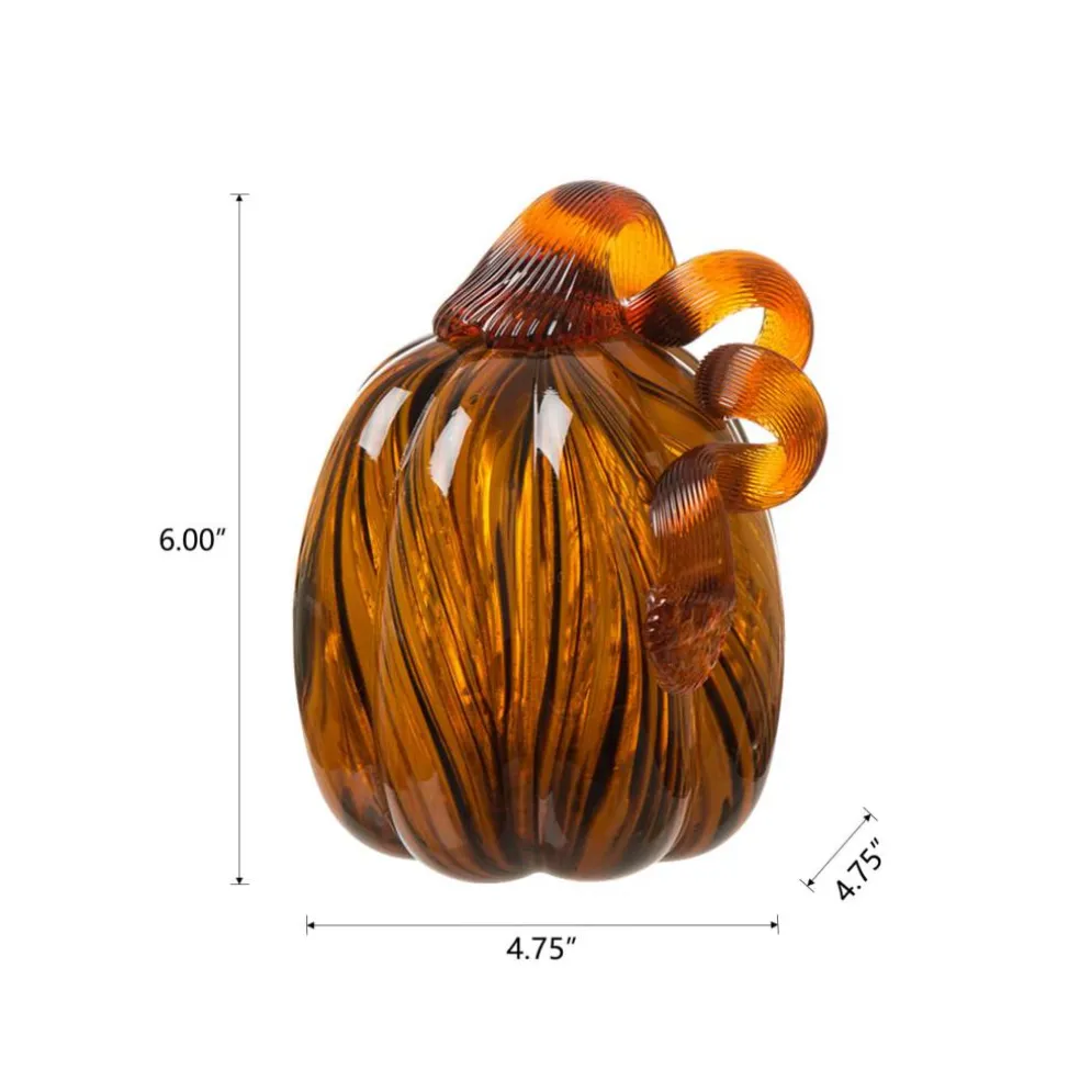 Glitzhome® Medium Glass Pumpkin, Multicolor Stripes
