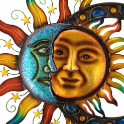 Glitzhome® 33.5" Metal Sun & Moon Wall Décor