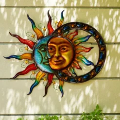 Glitzhome® 33.5" Metal Sun & Moon Wall Décor