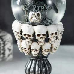 Glitzhome® 100mm 7.25"H Halloween Resin Stacked Skull Waterglobe