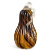 Glitzhome® 11.25" Multi Brown Striped Large Glass Gourd Fall Table Decor