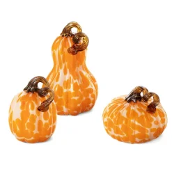 Glitzhome® Orange Glass Pumpkin & Gourd Set