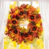 Glitzhome® 30" Oversized Fall Sunflower Wreath with Black Metal Wreath Hanger