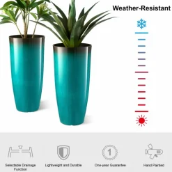 Glitzhome® Oversized Gradient Faux Ceramic Tall Plastic Planters, 2ct.