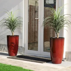 Glitzhome® Oversized Gradient Faux Ceramic Tall Plastic Planters, 2ct.