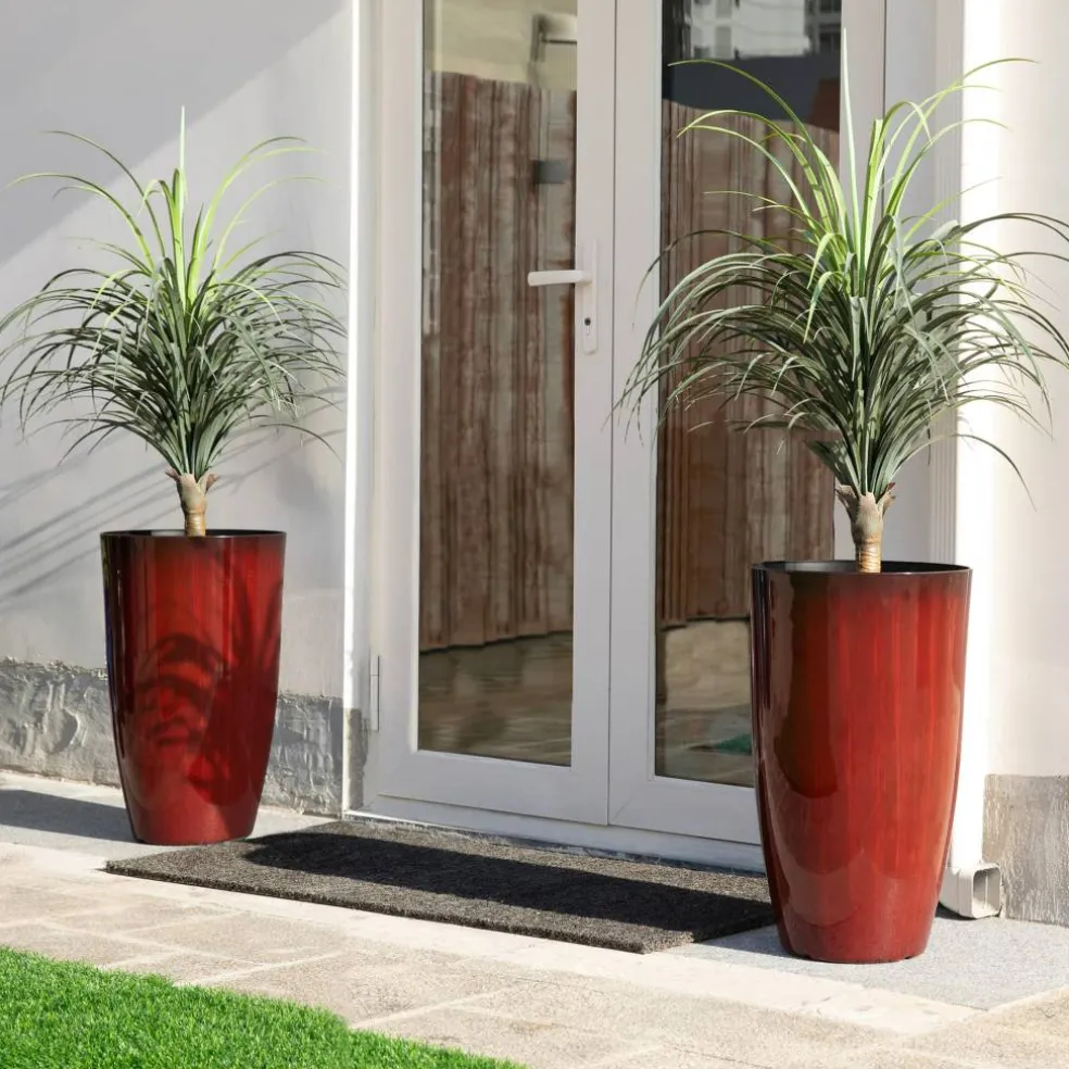 Glitzhome® Oversized Gradient Faux Ceramic Tall Plastic Planters, 2ct.