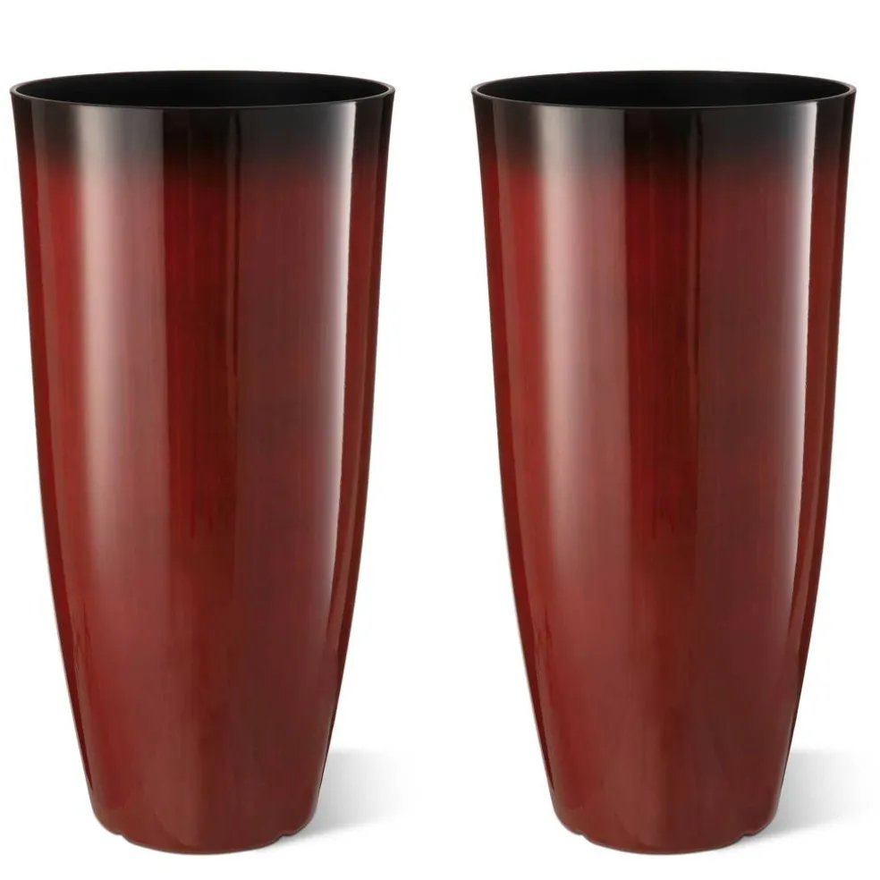 Glitzhome® Oversized Gradient Faux Ceramic Tall Plastic Planters, 2ct.