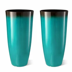 Glitzhome® Oversized Gradient Faux Ceramic Tall Plastic Planters, 2ct.
