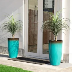 Glitzhome® Oversized Gradient Faux Ceramic Tall Plastic Planters, 2ct.