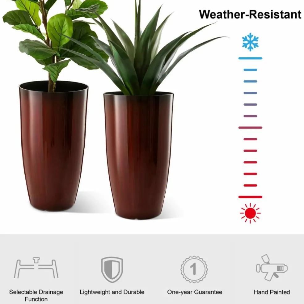 Glitzhome® Oversized Gradient Faux Ceramic Tall Plastic Planters, 2ct.