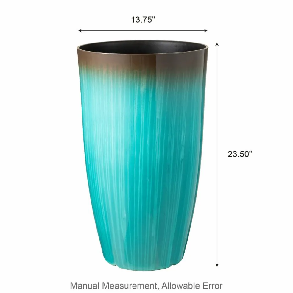 Glitzhome® Oversized Gradient Faux Ceramic Tall Plastic Planters, 2ct.
