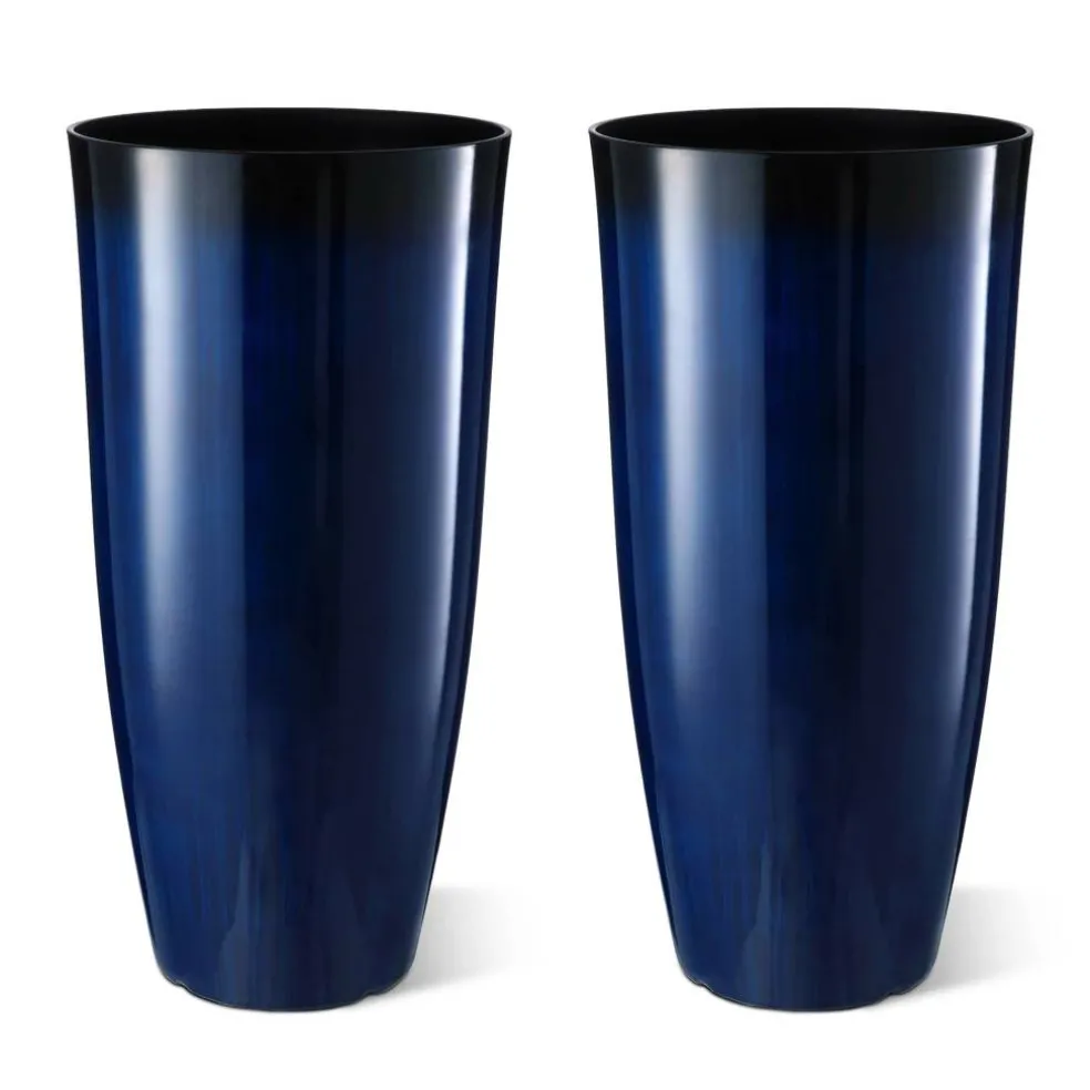 Glitzhome® Oversized Gradient Faux Ceramic Tall Plastic Planters, 2ct.