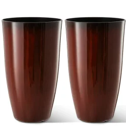 Glitzhome® Oversized Gradient Faux Ceramic Tall Plastic Planters, 2ct.