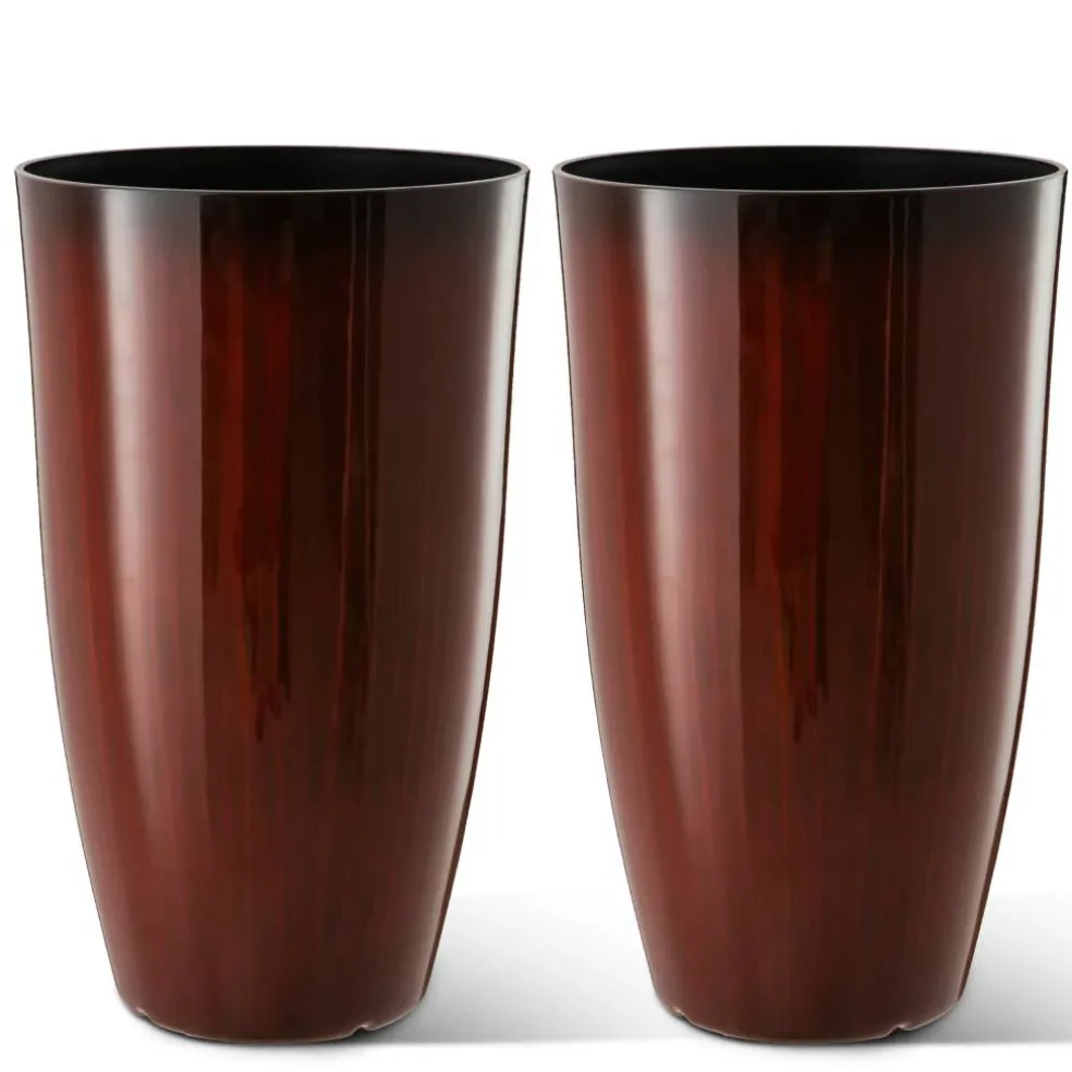 Glitzhome® Oversized Gradient Faux Ceramic Tall Plastic Planters, 2ct.