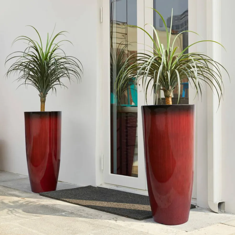 Glitzhome® Oversized Gradient Faux Ceramic Tall Plastic Planters, 2ct.