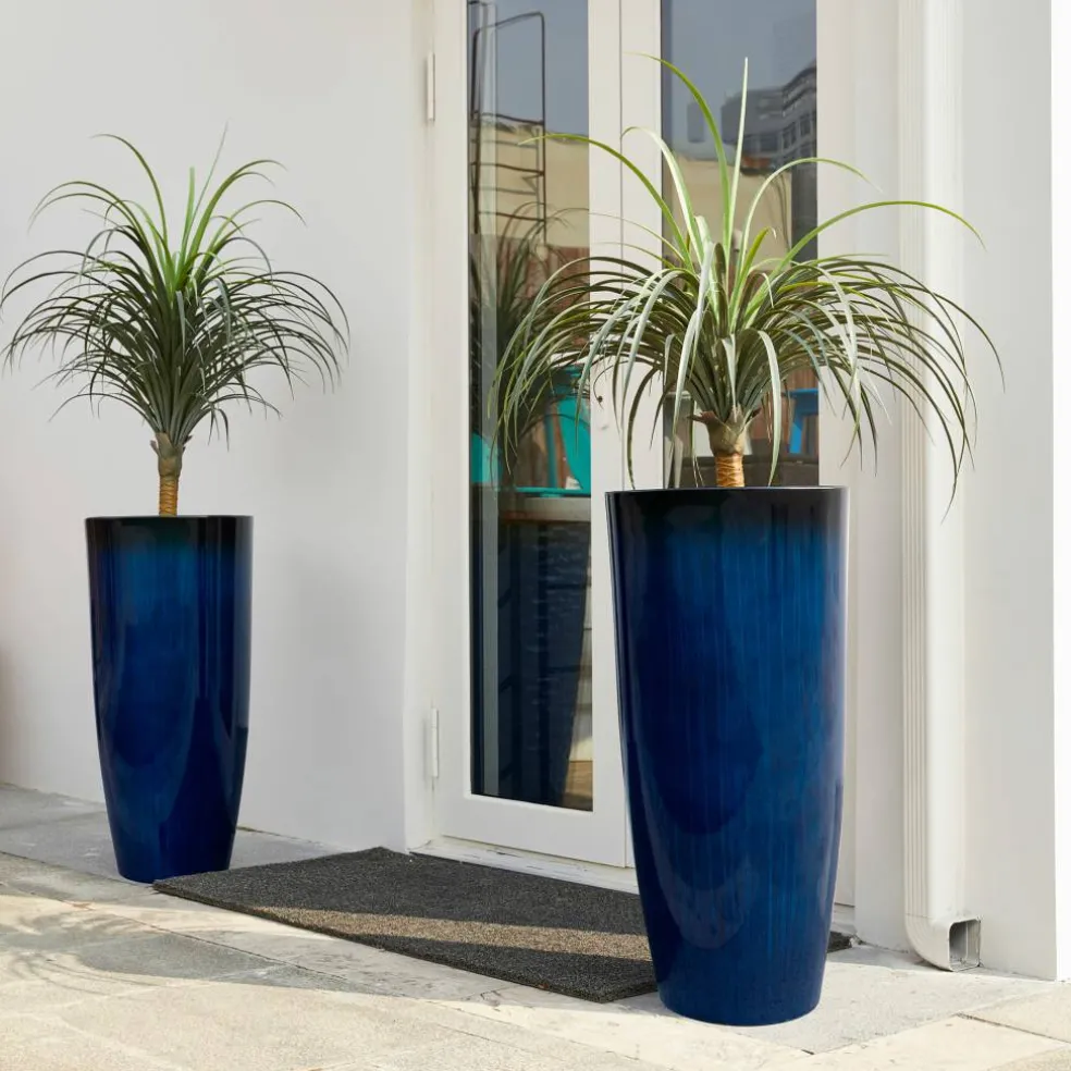 Glitzhome® Oversized Gradient Faux Ceramic Tall Plastic Planters, 2ct.