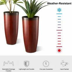 Glitzhome® Oversized Gradient Faux Ceramic Tall Plastic Planters, 2ct.