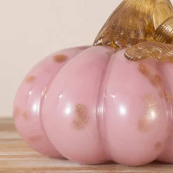 Glitzhome® 5.75" Pink Glass Pumpkin Fall Table Decor