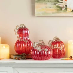 Glitzhome® Red Glitter Glass Gourd