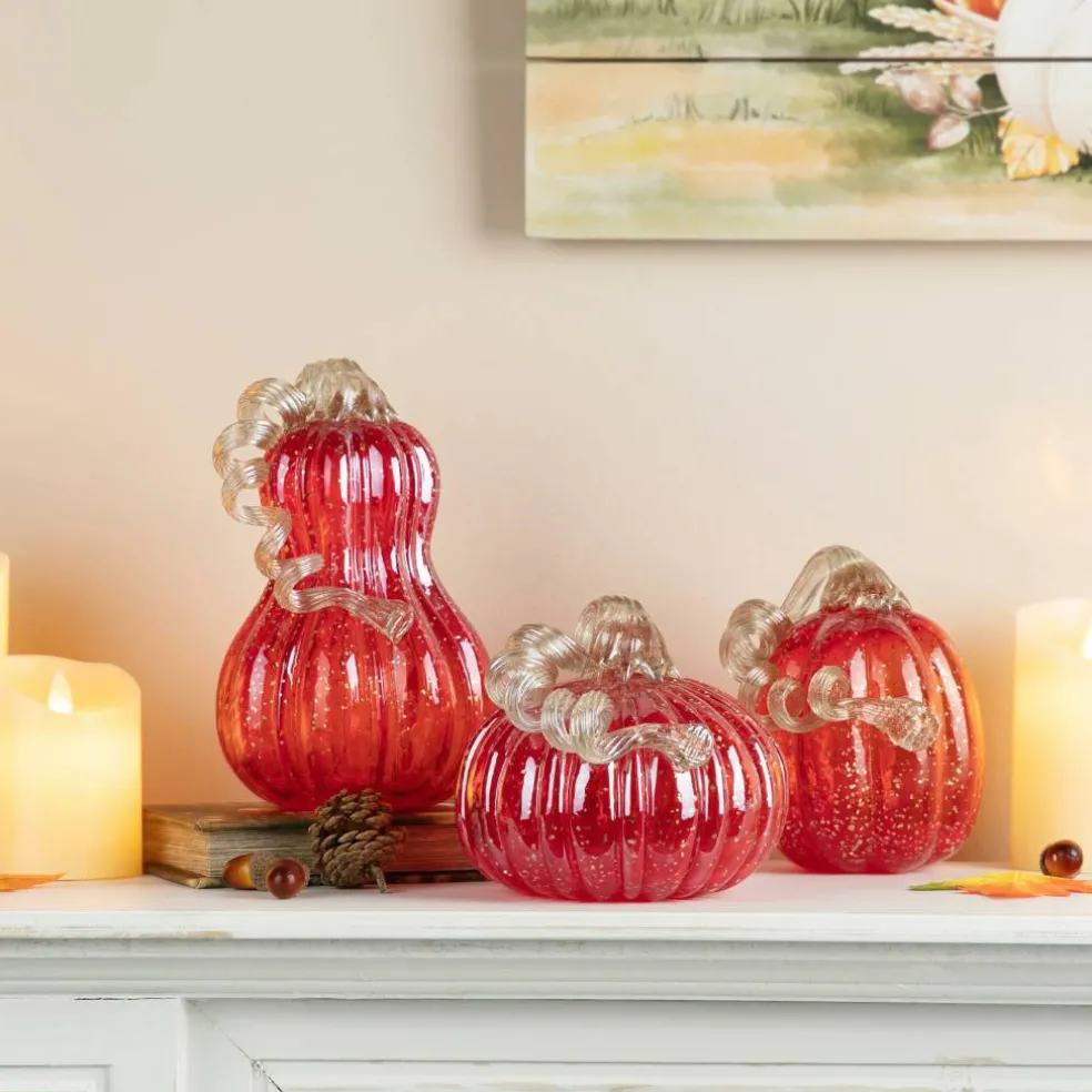 Glitzhome® Red Glitter Glass Gourd