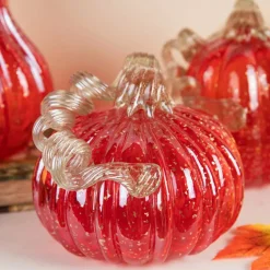 Glitzhome® Red Glitter Glass Gourd