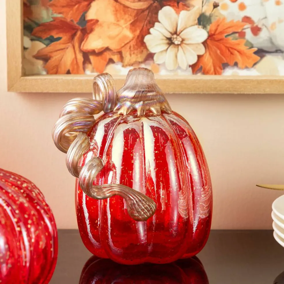 Glitzhome® Red Glitter Glass Gourd