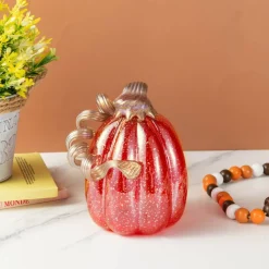 Glitzhome® Red Glitter Glass Gourd