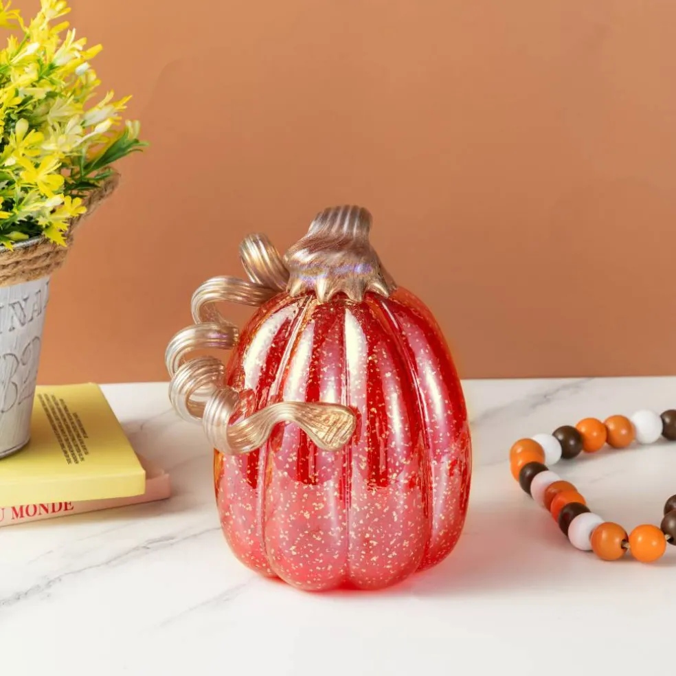 Glitzhome® Red Glitter Glass Gourd