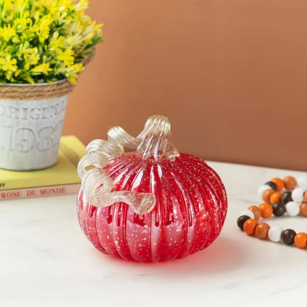 Glitzhome® Red Glitter Glass Gourd