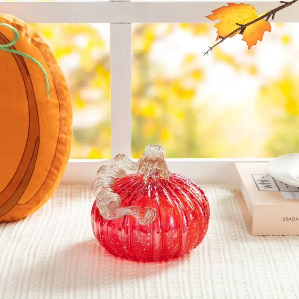 Glitzhome® Red Glitter Glass Gourd