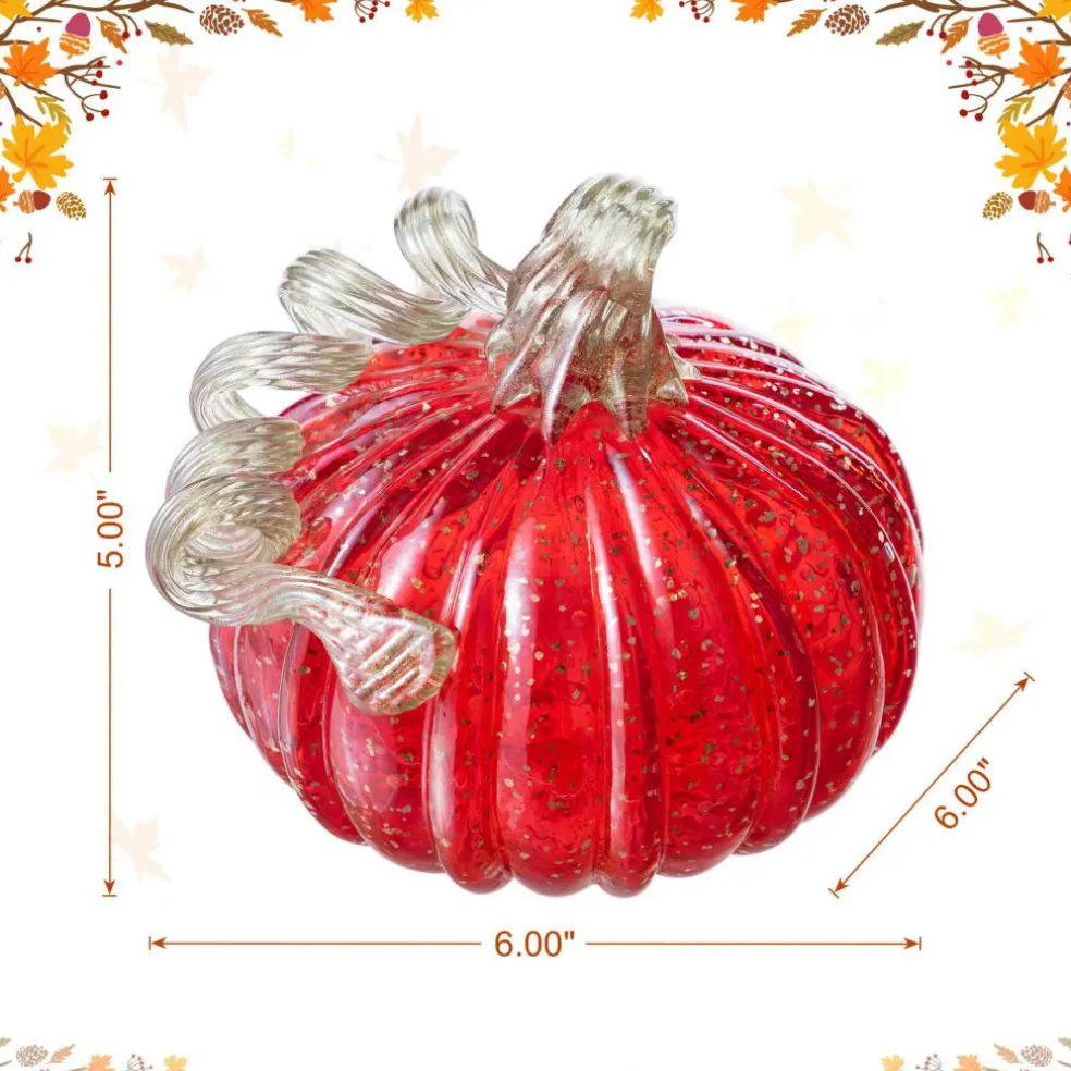 Glitzhome® Red Glitter Glass Gourd