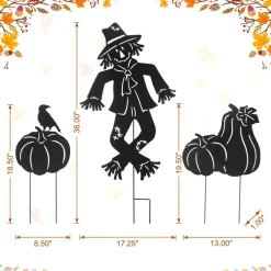 Glitzhome® Set of 3 Fall Metal Scarecrow Silhouette Yard Stakes