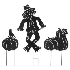 Glitzhome® Set of 3 Fall Metal Scarecrow Silhouette Yard Stakes