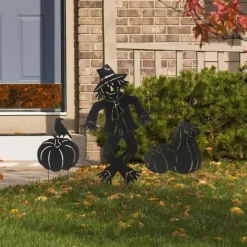 Glitzhome® Set of 3 Fall Metal Scarecrow Silhouette Yard Stakes