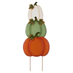 Glitzhome® Set of 3 Fall Stacked Pumpkin Metal Yard Stakes